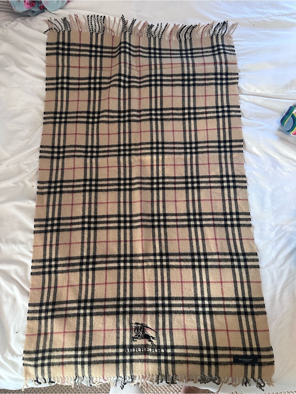 Burberry Beige, Black & Pink Classic Check Scarf